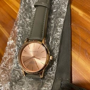 monroé charcoal/rose gold women’s watch brand new